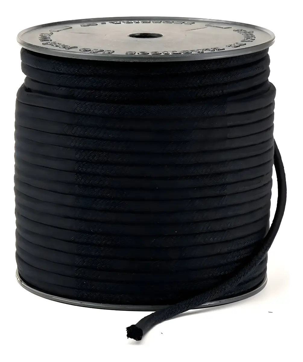 Cadarço rabo de gato preto algodão 50m 5mm
