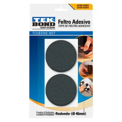 Feltro Adesivo redondo TekBond 46mm 4 unid